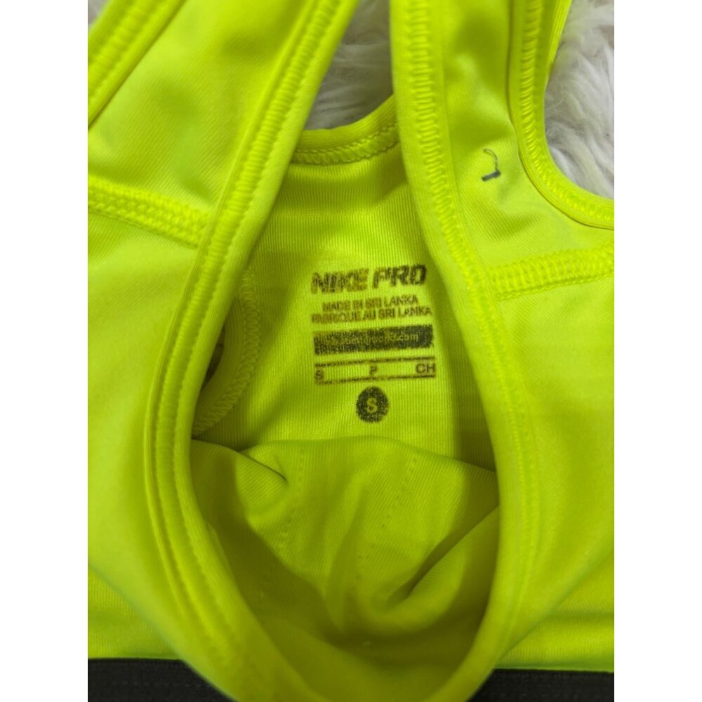 Nike Pro Dri-Fit Womens Racerback Sports Bra or Bikini Top S Neon Yellow - Picture 6 of 11
